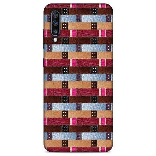 Samsung Galaxy A70s Kılıf Patchwork (45) Liquid Air Kılıf Bordo Gri