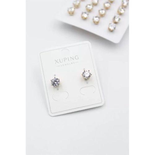 Büyük Boy Zirkon Taşlı Tektaş  Küpe - Altın