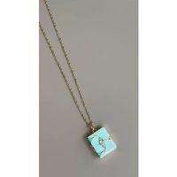 Etnik Desen Kapaklı Kolye - Mavi