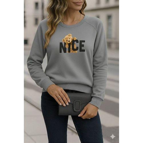 Kadın Uzun Kollu Bisiklet Yaka Viskon Iki Iplik Bluz