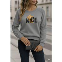 Kadın Uzun Kollu Bisiklet Yaka Viskon Iki Iplik Bluz