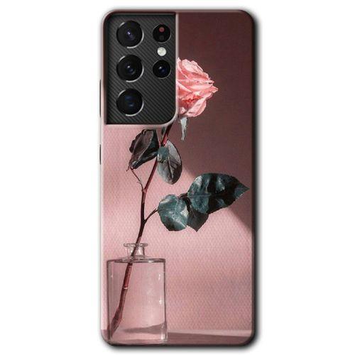 Samsung Galaxy S21 Ultra HD Baskılı Kılıf + 9D Tam Ekran Koruyucu - Retro Gül