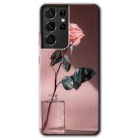 Samsung Galaxy S21 Ultra HD Baskılı Kılıf + 9D Tam Ekran Koruyucu - Retro Gül