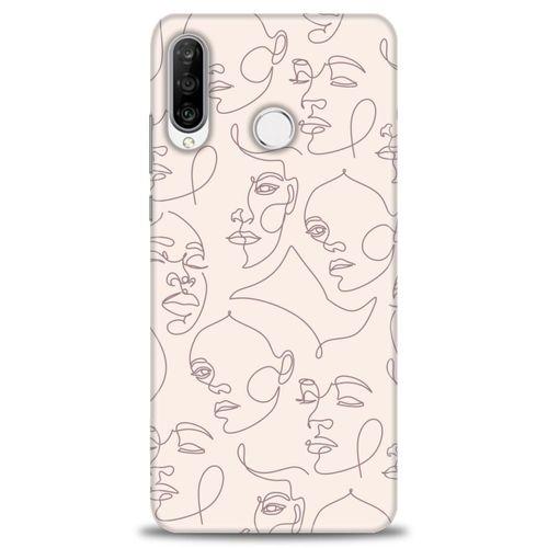 Huawei P30 Lite Kılıf HD Baskılı Kılıf - Kadın Silüeti + Tam Ekran Koruyucu