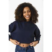 Basic Lacivert Kapüşonlu Crop Sweatshirt