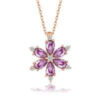Lucky Life 925 Ayar Gumuss Rose Mor Lotus Çiçeği Lucky Life Lucky Life Kadın Kolye
