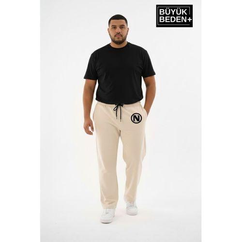 Erkek Büyük Beden N Logo Baskılı Rahat Kesim Paça Reçme ince Eşofman Altı SPR26EA952-4
