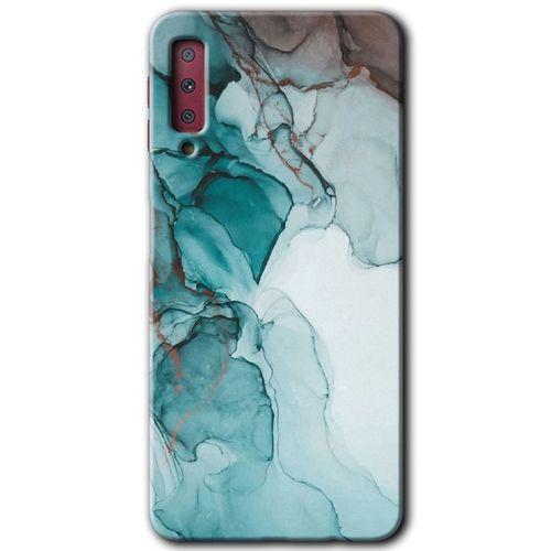 Galaxy A7 2018 Kılıf HD Desen Baskılı Arka Kapak - Buzul Mermer + Kırılmaz Cam