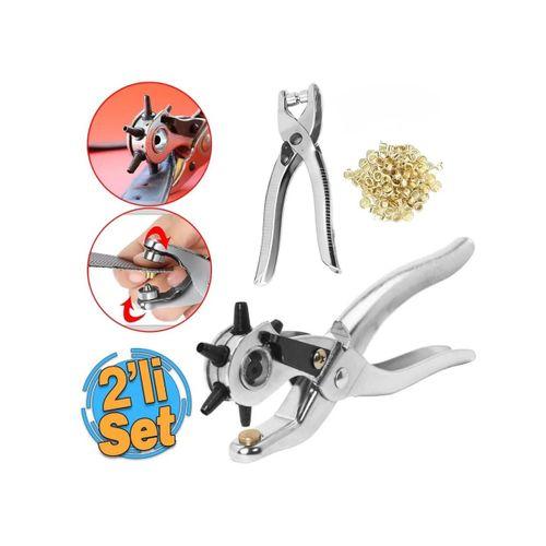 Kemer Delik Açma Atı 2li Set Deri Çanta Kayış Delme Aleti