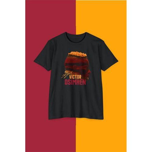 Victor 0Simhen Portreli Maske Baskılı Tişört / T-Shirt Gaıasaray- TYC12356E24CF32000 - Siyah