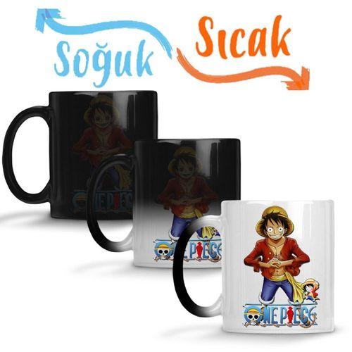Luffy One Piece Sihirli Kupa Bardak Porselen