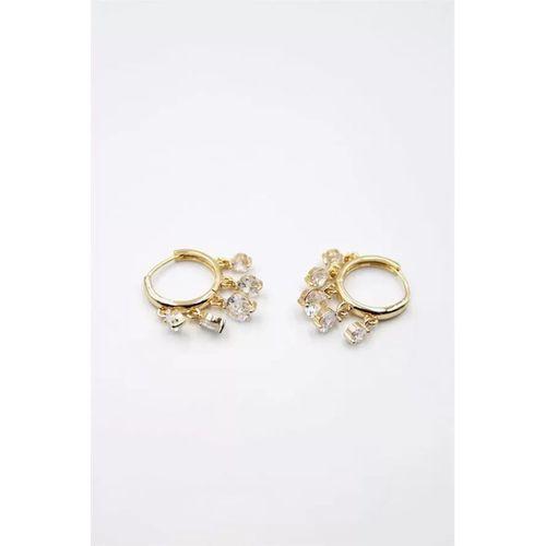 Yuvarlak Taşlı Shakira Küpe - Altın