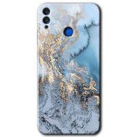 Honor 8x Kılıf HD Desen Baskılı Arka Kapak + Temperli Cam - Eski Mermer