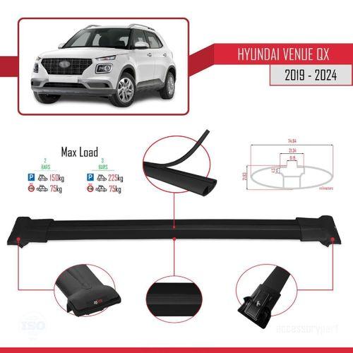 Hyundai Venue (QX) 2019 ve Sonrası ile Uyumlu FLY Model Ara Atkı Tavan Barı SİYAH