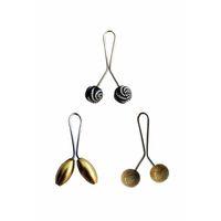 3 Adet Tesettür Eşarp ve Şal Klipsi Sarı Hardal Siyah Desenli