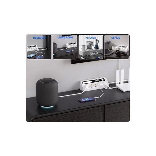 5’li Akım Korumalı Priz 2500w | 2 Usb + 2 Type-c Hızlı Şarj | Led Gece Lambalı | Dokunmatik Beyaz