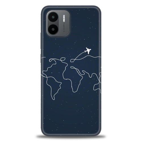 Xiaomi Redmi A1 Kılıf HD Baskılı Kılıf - Uçak ve Dünya + Tam Ekran Koruyucu