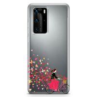 Huawei P40 Pro Kılıf Çiçek Saçan Bisiklet Arka Kapak Koruma Desenli Full Koruyucu