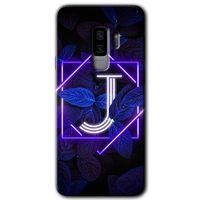 Galaxy S9 Plus Kılıf HD Desen Baskılı Arka Kapak - Dark Neon Yaprak J Harfi + Kırılmaz Cam