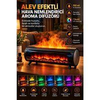 Şömine Görünümlü Hava Nemlendirici 150 Ml 7 Renk Led Işıklı Ultrasonik Hava Nemlendirici Siyah
