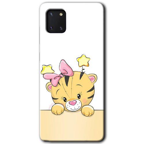 MRCİLETİSİM Samsung Galaxy A81 Kılıf Baskılı Kapak - Sevimli Kedi + 5D Tam Kaplayan Cam