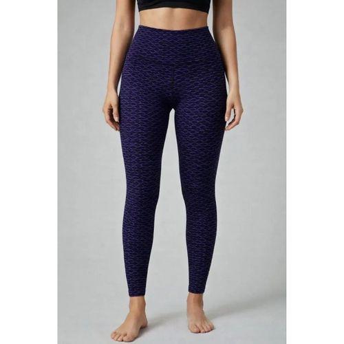 Yüksek Bel Toparlayıcı Likralı Büzgülü Tayt - Mavi