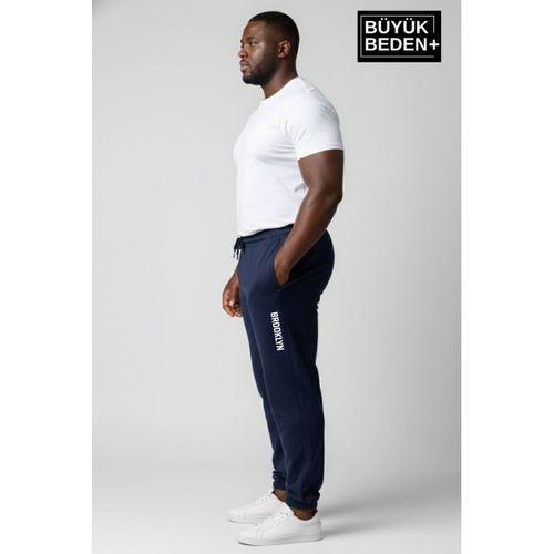 Erkek Büyük Beden BROOKLYN Baskılı Paça Lastikli Rahat Kesim Jogger İnce Eşofman Altı SPR26BEA951-2