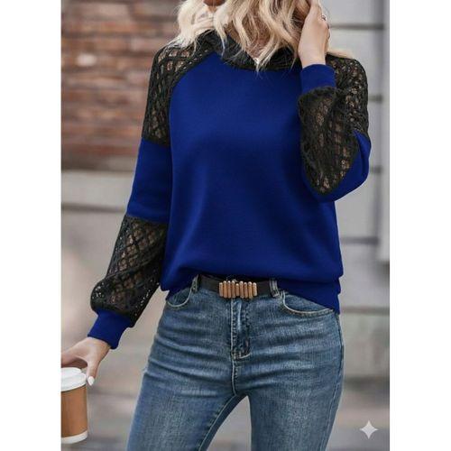 Kadın Uzun Kollu Dantelli Kapşonlu Viskon Iki Iplik Bluz
