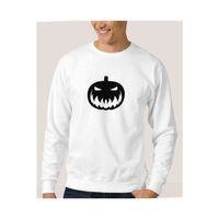 Silhouette Halloween Pumpkin Baskılı Beyaz Erkek Sweatshirt