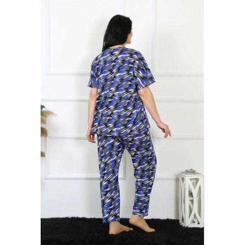Kadın 5xl-6xl-7xl-8xl Büyük Beden Kısa Kol Pijama Takım Saks