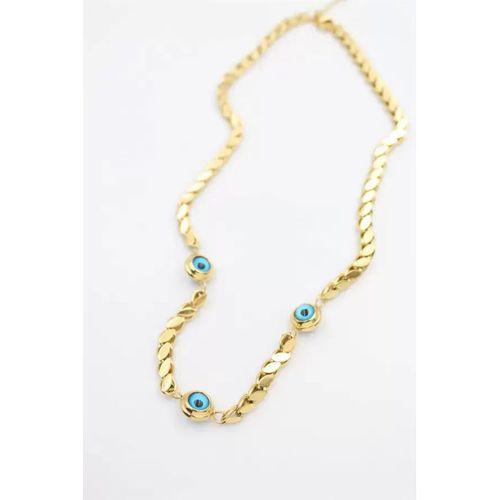 Nazarlı Arpa Zincir Kolye - 45 cm - Altın