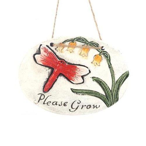 2 Adet Asılabilir Balkon Ve Bahçe Süsü Kırmızı Yusufçuk Desenli Oval 17X15X1,3Cm Duvar Süsü,Taşı Balkon,Bahçe Ve Oda Dekor  Hoşgeldiniz Tablo,Tabela