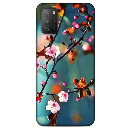 Lopard Xiaomi Poco M3 Uyumlu Kılıf Bahar (45) Liquid Air Kılıf Beyaz Pembe Çiçek