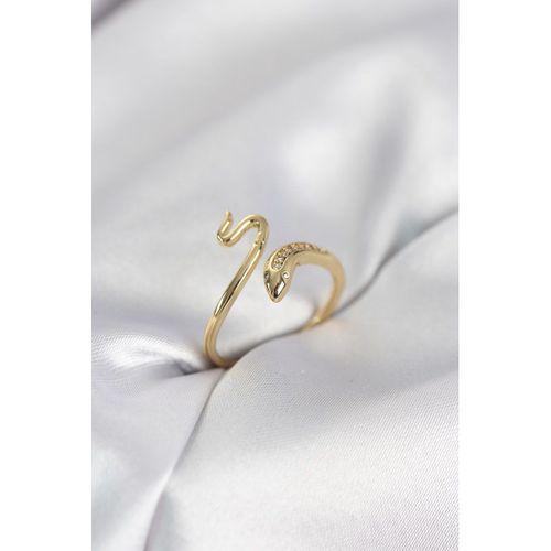 Gold Renk Yılan Model Zirkon Taşlı Kadın Yüzük