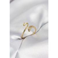 Gold Renk Yılan Model Zirkon Taşlı Kadın Yüzük