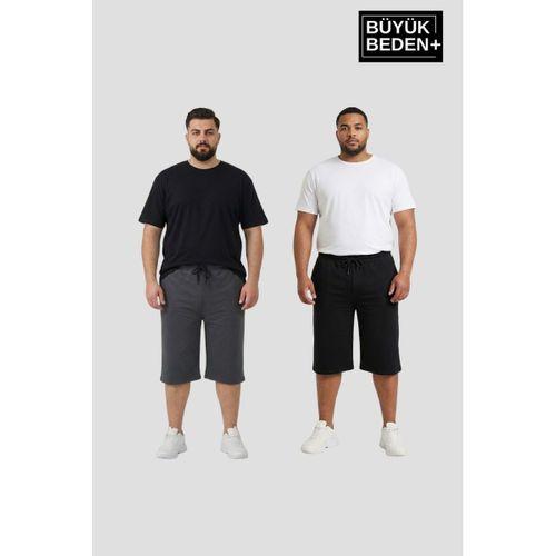 Büyük Beden Erkek 2’li Kapri Şort Rahat Kalıp Seti 3XL-6XL  SPR26BSR591+2