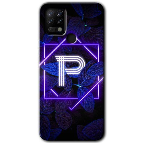 Tecno Pova HD Baskılı Kılıf + 9D Tam Ekran Koruyucu - Dark Neon Yaprak P Harfi