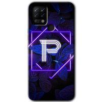 Tecno Pova HD Baskılı Kılıf + 9D Tam Ekran Koruyucu - Dark Neon Yaprak P Harfi
