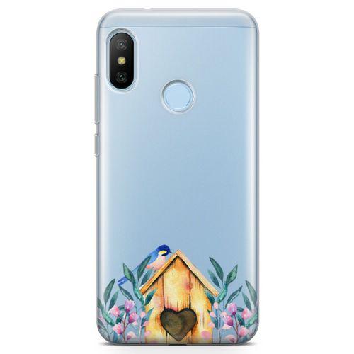 Xiaomi Mi A2 Lite Kılıf Suluboya Kuş Yuvası Arka Kapak Koruma Desenli Full Koruyucu
