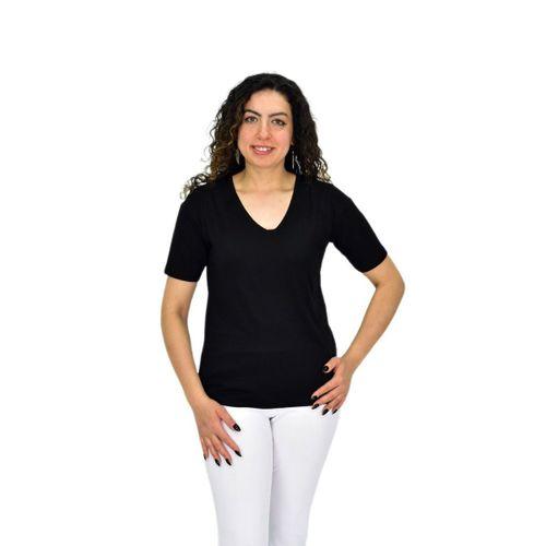 Kadın Yarım Kol V Yaka Likralı Tişöt  BGL-ST04651