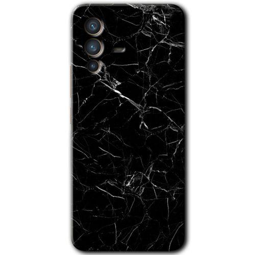 MRCİLETİSİM Vivo V23 5G Kılıf HD Desen Baskılı Arka Kapak+Temperli Cam - Siyah Mermer