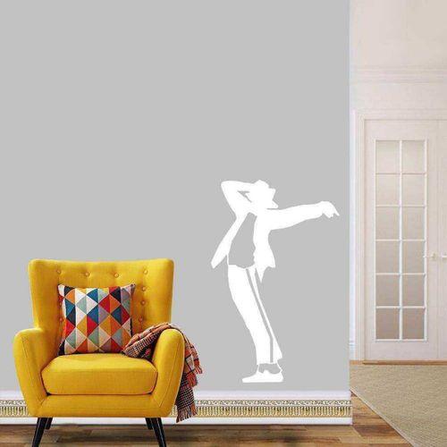 Michael Jackson Dansı Silüeti Dekoratif Duvar Sticker, Çıkartma, Etiket Beyaz