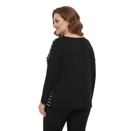 Kadın Siyah Sıfır Yaka Taşlı Bluz BGL-ST05157