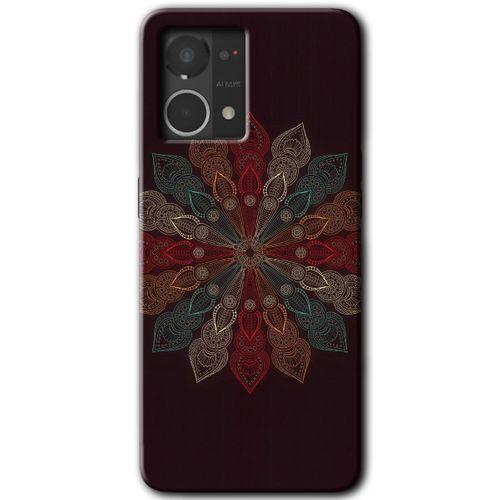 MRCİLETİSİM Oppo Reno 7 4G Kılıf HD Desen Baskılı Arka Kapak+Temperli Cam - Mandala Flower Wal