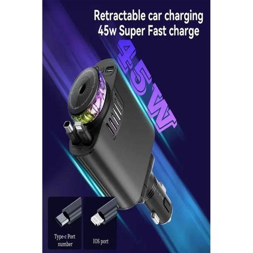 Led Işık Aydınlatmalı 45w Hava Nemlendirici 5’1 Arada Şarj Cihazı Araç İçi Çakmaklık Şarj Aleti