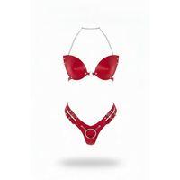 Kırmızı Harness Takım Parlak Deri Zincir Boyun Detaylı - Brf1223