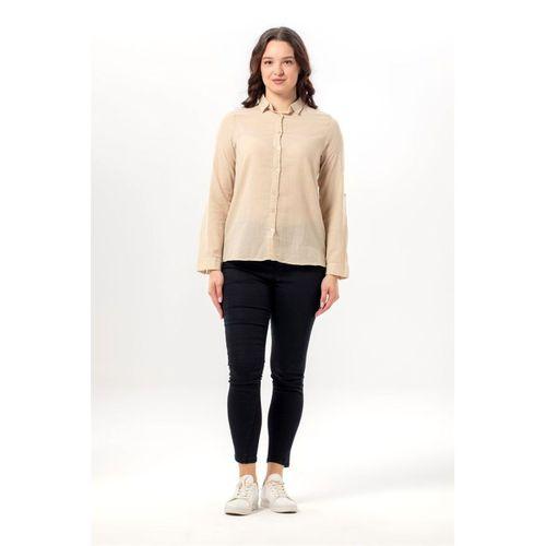 Uzun Kol Vual Avşar Yazlık Gömlek Vizon Vzn