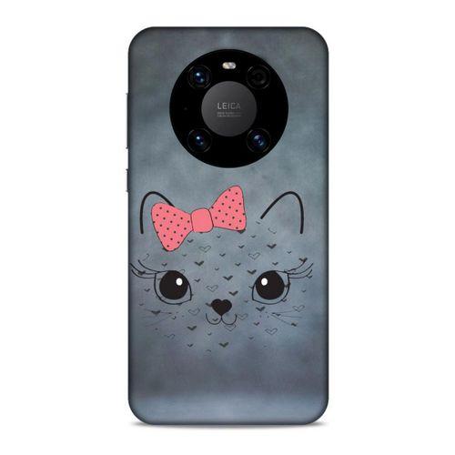 Lopard Huawei Mate 40 Pro Uyumlu Kılıf Kediler (13) Silikon Kap Papyonlu