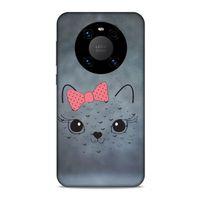 Lopard Huawei Mate 40 Pro Uyumlu Kılıf Kediler (13) Silikon Kap Papyonlu