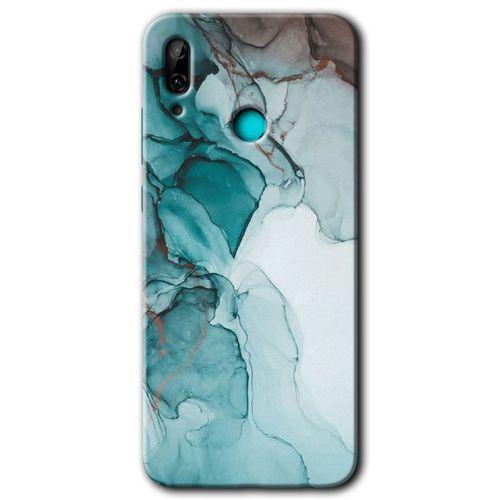 MRCİLETİSİM Huawei P smart 2019 Kılıf Baskılı Kapak - Buzul Mermer +Tam Ekran Koruyucu
